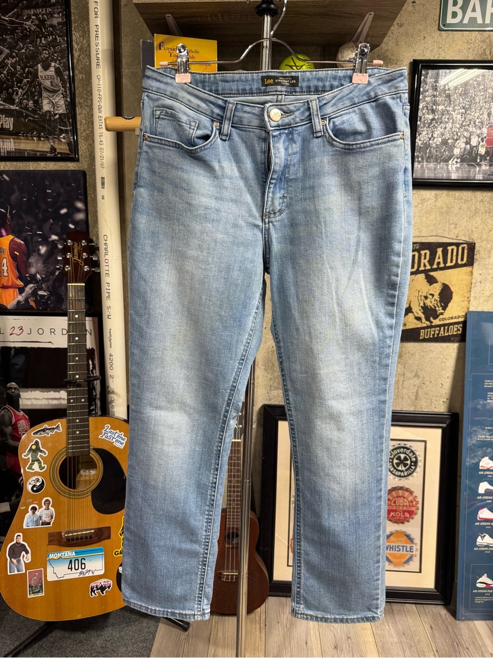 Lee Light Blue Denim Jeans with Brown Leather Patch